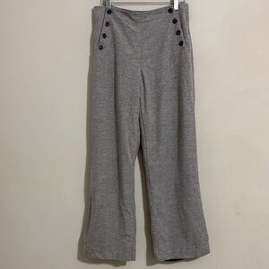 J.Crew Women’s Gray Wool Blend Lined Wide-Leg Sailor Button Pants Size 6 Office